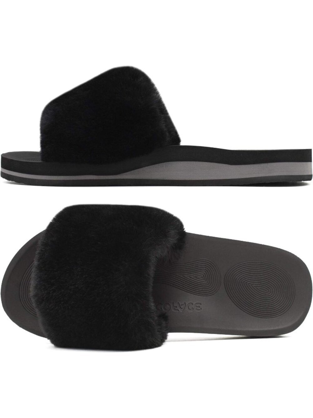 Womens Black Comfy Open Toe Fuzzy Fasciitis Orthotic Ladies Slippers Indoor